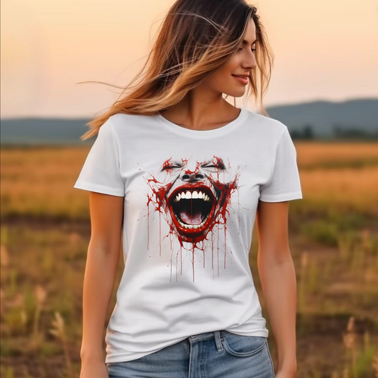 "bloody face" T-Shirt (weiß) Woman